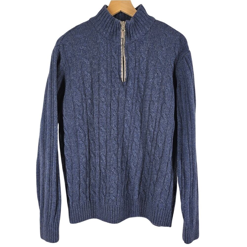 DANIELE BLASI MEN'S BLUE 1/4 ZIP SWEATER LUXURIOUS WOOL BLEND SIZE LARGE ITALY